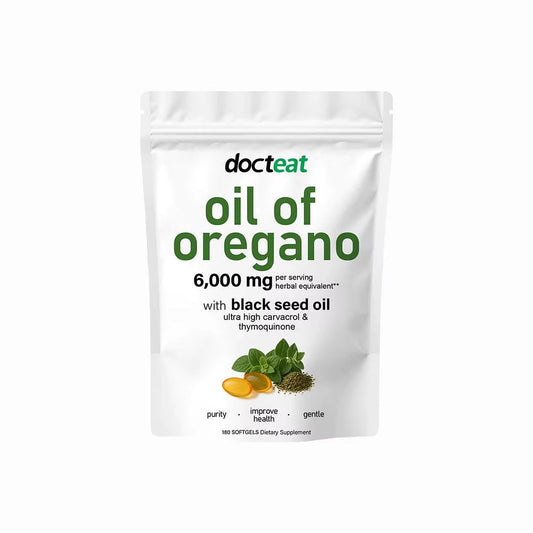 Oil of Oregano Softgels，6000Mg Oregano Oil Supplement Capsules with Black Seed Oil，Support Immune System Health，Antioxidants